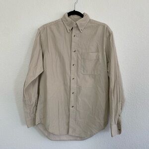 Roundtree & Yorke Beige Corduroy Long Sleeve Button Up Shirt Small 100% Cotton